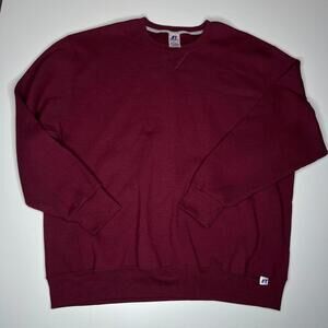 VTG 2000s Russell Athletic Pullover Crewneck Sweatshirt Wine Maroon Blank 2XL
